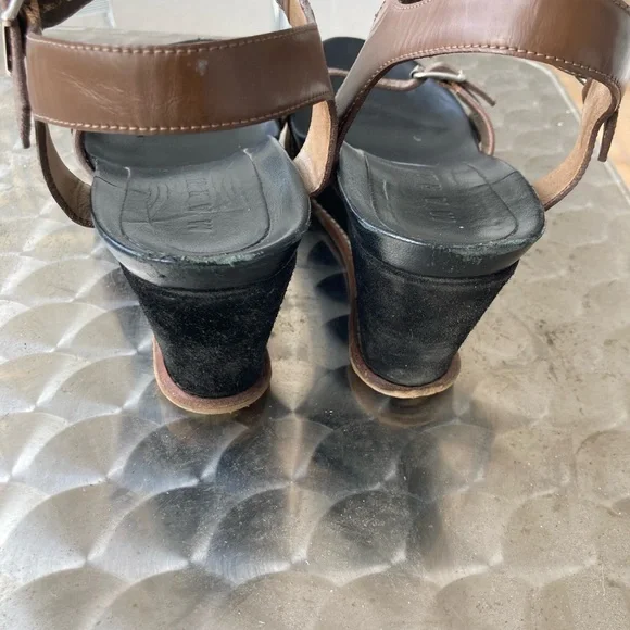 Marni Brown and Black Leather Wedges with Platform Soles - Picture 3 of 5